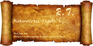 Rakovszky Timót névjegykártya